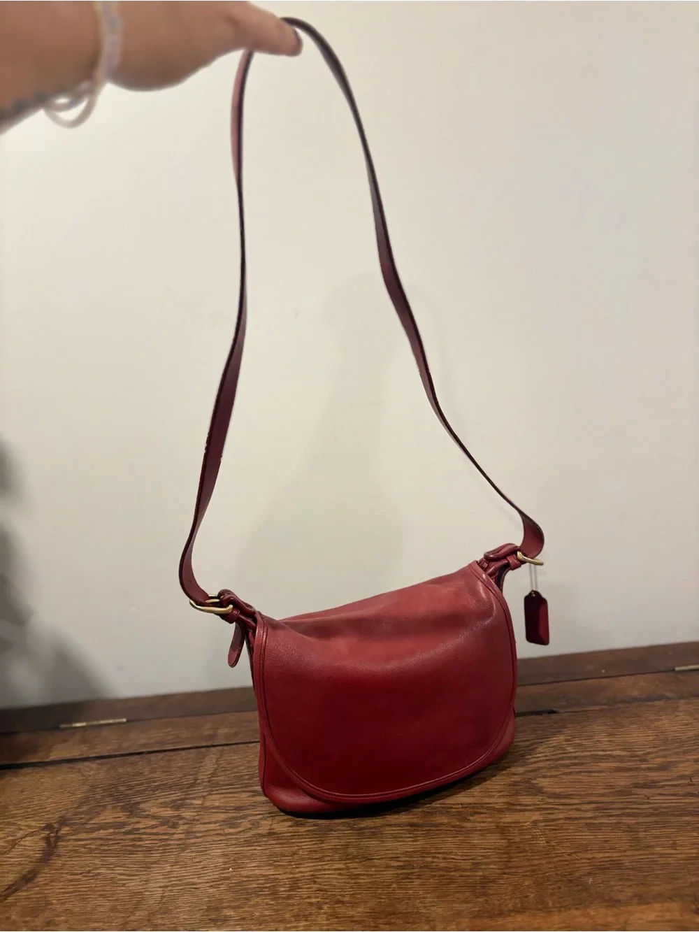RARE COACH 4150 burgundy Fletcher Flap Shoulder Bag